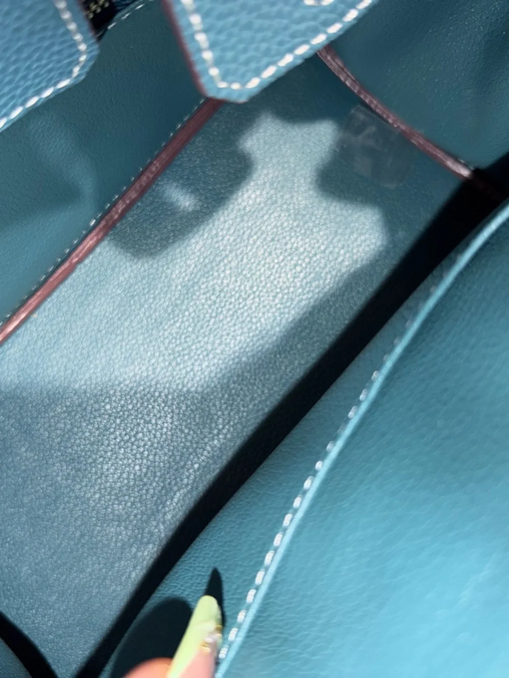 Structured Leather Tote Bag in Royal Blue with Gold Hardware - Picture 8 of 8